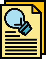 Poster - Content paper icon outline vector. Media seo. Market blog color flat
