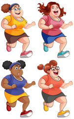 Poster - Chubby Women Running Exercise Collection