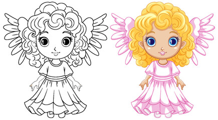 Sticker - Fairy Girl Outline for Coloring