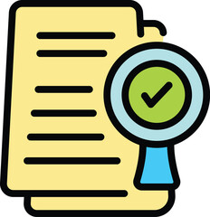 Poster - Search document icon outline vector. Child help. Parent kid color flat