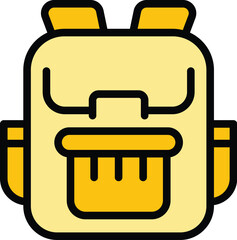 Poster - Backpack icon outline vector. Homework help. Child study color flat