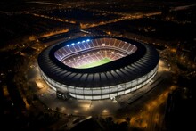 Camp Nou Stadium At Night. Generate Ai