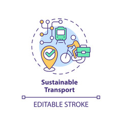 Canvas Print - Editable sustainable transport icon concept, isolated vector, sustainable office thin line illustration.