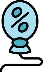 Poster - Ballon percent tag icon outline vector. Online marketing. Public tag color flat
