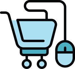 Poster - Online promotion cart sale icon outline vector. Special marketing. Price gift color flat