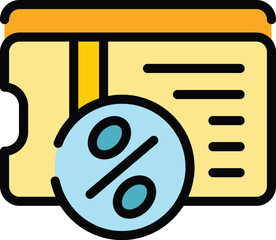 Poster - Sale card icon outline vector. Online business. Label gift color flat