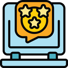 Sticker - Laptop online promotion icon outline vector. Public special. Price tag color flat