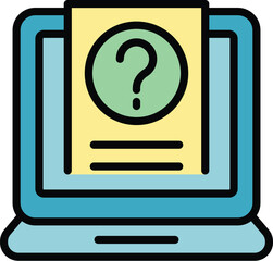 Poster - Online test icon outline vector. Computer exam. School education color flat