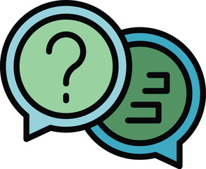Poster - Chat question icon outline vector. Online exam. Computer education color flat