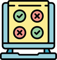 Poster - Internet exam icon outline vector. Online test. Computer study color flat