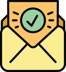 Sticker - New study mail icon outline vector. Online exam. Education test color flat
