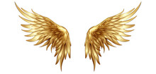 Golden Wings Isolated On Transparent Background - Generative AI