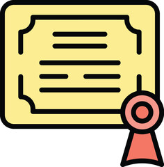 Poster - Diploma exam icon outline vector. School study. Test computer color flat