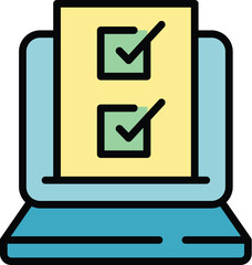 Poster - Test online exam icon outline vector. School quiz. Student digital color flat