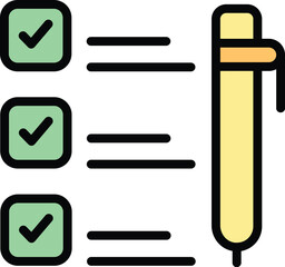 Poster - Business study icon outline vector. Case research. Success learn color flat