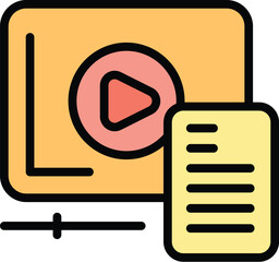 Poster - Video case icon outline vector. Study research. Success learn color flat