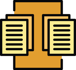 Poster - Copy document data icon outline vector. Study case. Research learn color flat