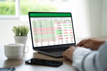 Fototapete - businessman working with data and graphs in spreadsheet documents for online analysis microsoft exce