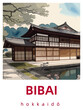Bibai: Retro tourism poster with a Japanese scene and the headline Bibai in Hokkaidō