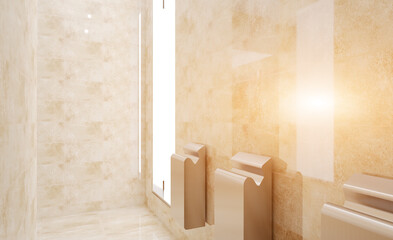 Wall Mural - Wash basins in the public restroom. 3D rendering.