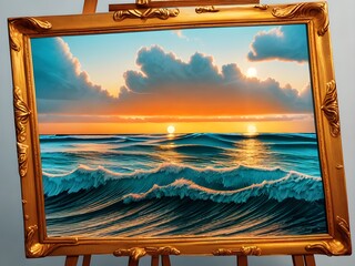 Canvas Print - Beach Waters, Generative AI Illustration