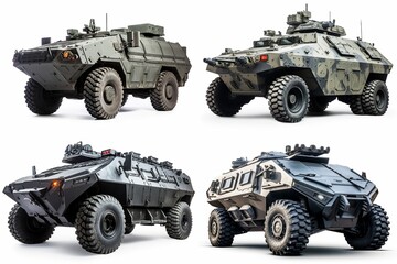 Poster - set of armored vehicles isolated on white background.