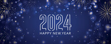 Happy New Year 2024 Greeting Card Golden Firework Vector Illustraion EPS10