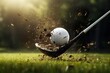 a close-up of a golf club hitting a golf ball at the moment of impact background