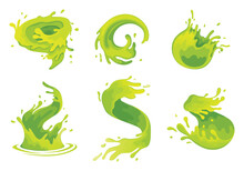 Water And Juice Splash Liquide. Vector Illustration. A Water Splash, Green Natures Power And Grace Fresh Juice Splashed, Colourful Burst Of Freshness In Air A Wave Shape, Mesmerising Pattern