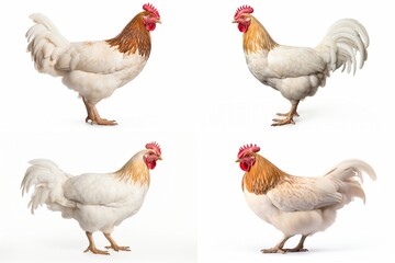 Sticker - set of chickens isolated on white background.