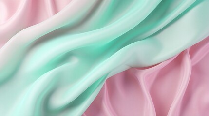 Aufkleber - Generative AI : Abstract Pastel Pink and Mint Green wave modern soft luxury texture with smooth and clean vector subtle background illustration.