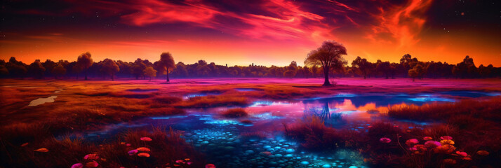 Wall Mural - neon landscape