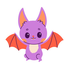 Wall Mural - Happy Halloween. Vector cute illustration of purple bat in trendy colors for postcard, flyer, banner