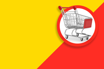 Poster - Shopping Cart Label Tag with Free Space for Your Design. 3d Rendering