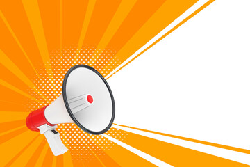 Poster - Red Retro Megaphone with Free Space for Your Design on a yellow. 3d Rendering
