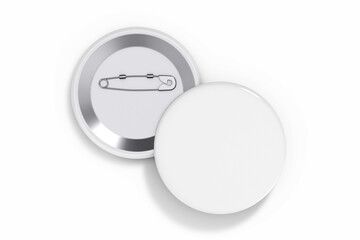 Poster - Front and Back View of White Button Badges Mockup. 3d Rendering