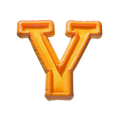 Wall Mural - Colorful Orange Air Mattress in the Shape of the Letter Y. Isolated on white background. Summer colorful vacation symbol.