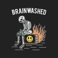 Sticker - Brainwashed tee graphics vector.