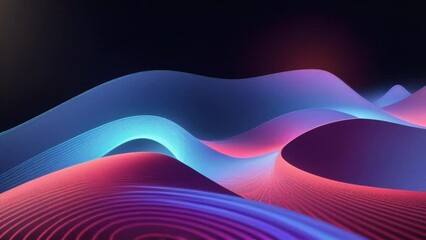 Poster - Computer-generated abstract wavy lines. Generative ai