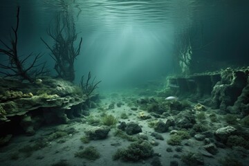 a barren underwater seascape without fish