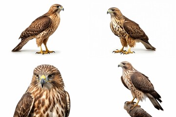 Poster - set of hawks isolated on white background.