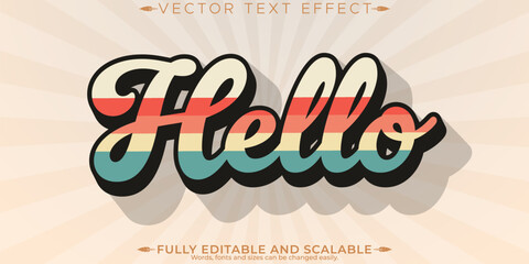 Retro, vintage text effect, editable 70s and 80s text style