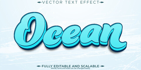 Blue water text effect, editable aqua and script text style