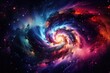 Magic and colorful spiral with galaxy on it, space and universe wallpaper. Generative Ai.