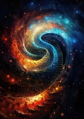 Wall Mural - magic and colorful spiral with galaxy on it, space and universe wallpaper. generative ai.