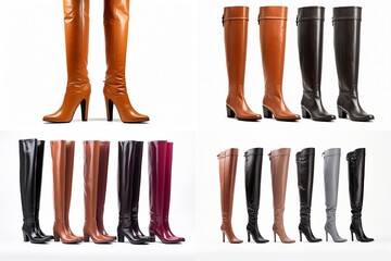 Canvas Print - set of women's boots isolated on white background.