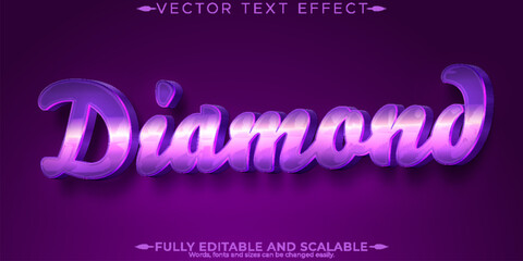 Wall Mural - Diamond elegant text effect, editable shiny and purple text style