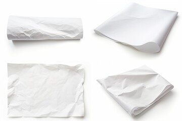 Poster - crumpled paper set isolated on white background.