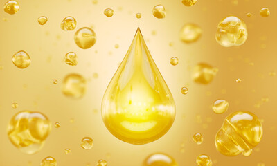 Wall Mural - Cosmetic oil or Cosmetic Essence Liquid drop on a white background, 3d rendering.