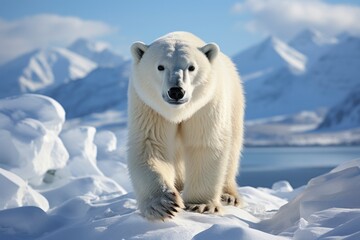 large male polar bear on arctic tundra